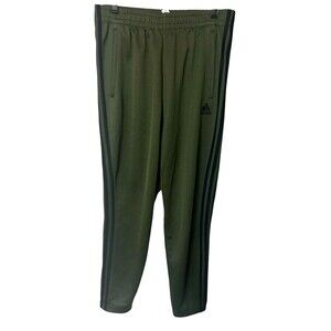 Adidas Track Pants Mens M Snap Button Three Stripe Green Athletic Joggers BR3293